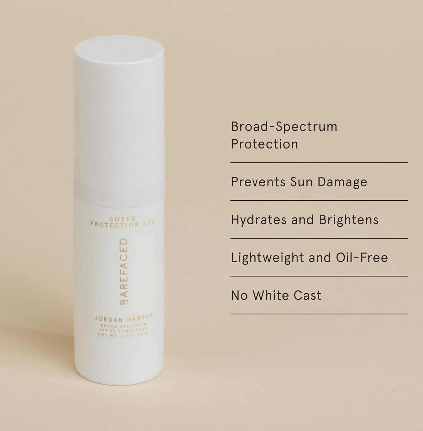Sheer Protection SPF 50+ – Broad-Spectrum Face Sunscreen for Women with Zinc Oxide, Niacinamide & Hyaluronic Acid – Oil-Free UV Protection, Hydration & Anti-Aging with Universal Tint (60Ml)