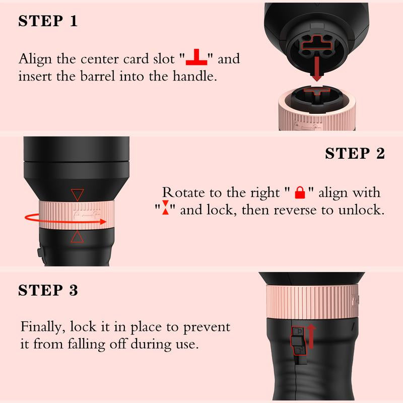 Thermal Brush 3 in 1 Set, Ionic Heated round Curling Brush Create Volume & Smoother Hair Style for Fully Dried Hair, Ceramic Fast Heating Curling Iron Brush with Temperature Lock & Auto-Power off Hair Brush Plug Comfort Waver Curler Comb Straightener