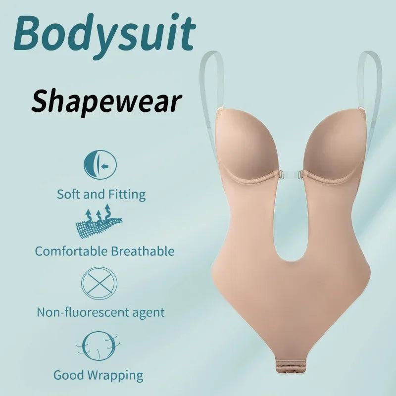 Women's Full Body Shaper Bra Backless Bodysuit with Thong Design - Invisible Tummy Control Shapewear Girdles for Slimming Effect