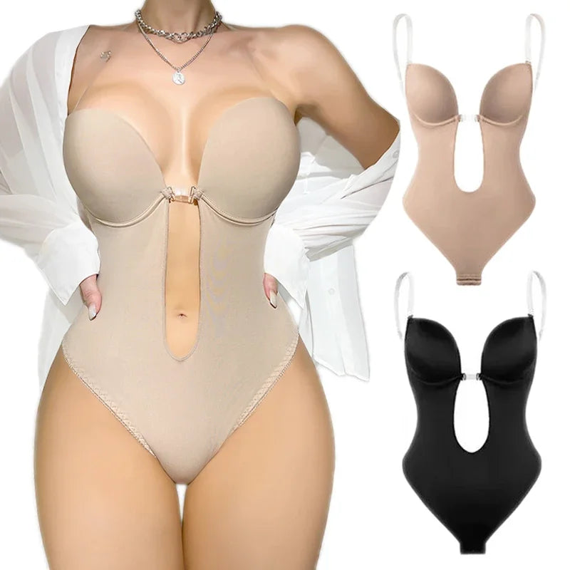 Women's Full Body Shaper Bra Backless Bodysuit with Thong Design - Invisible Tummy Control Shapewear Girdles for Slimming Effect