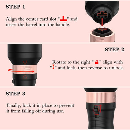 Thermal Brush 3 in 1 Set, Ionic Heated round Curling Brush Create Volume & Smoother Hair Style for Fully Dried Hair, Ceramic Fast Heating Curling Iron Brush with Temperature Lock & Auto-Power off Hair Brush Plug Comfort Waver Curler Comb Straightener