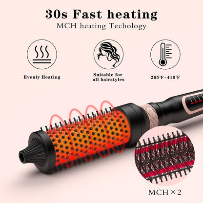 Thermal Brush 3 in 1 Set, Ionic Heated round Curling Brush Create Volume & Smoother Hair Style for Fully Dried Hair, Ceramic Fast Heating Curling Iron Brush with Temperature Lock & Auto-Power off Hair Brush Plug Comfort Waver Curler Comb Straightener