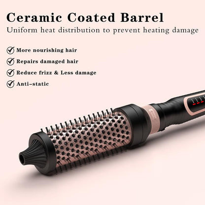 Thermal Brush 3 in 1 Set, Ionic Heated round Curling Brush Create Volume & Smoother Hair Style for Fully Dried Hair, Ceramic Fast Heating Curling Iron Brush with Temperature Lock & Auto-Power off Hair Brush Plug Comfort Waver Curler Comb Straightener
